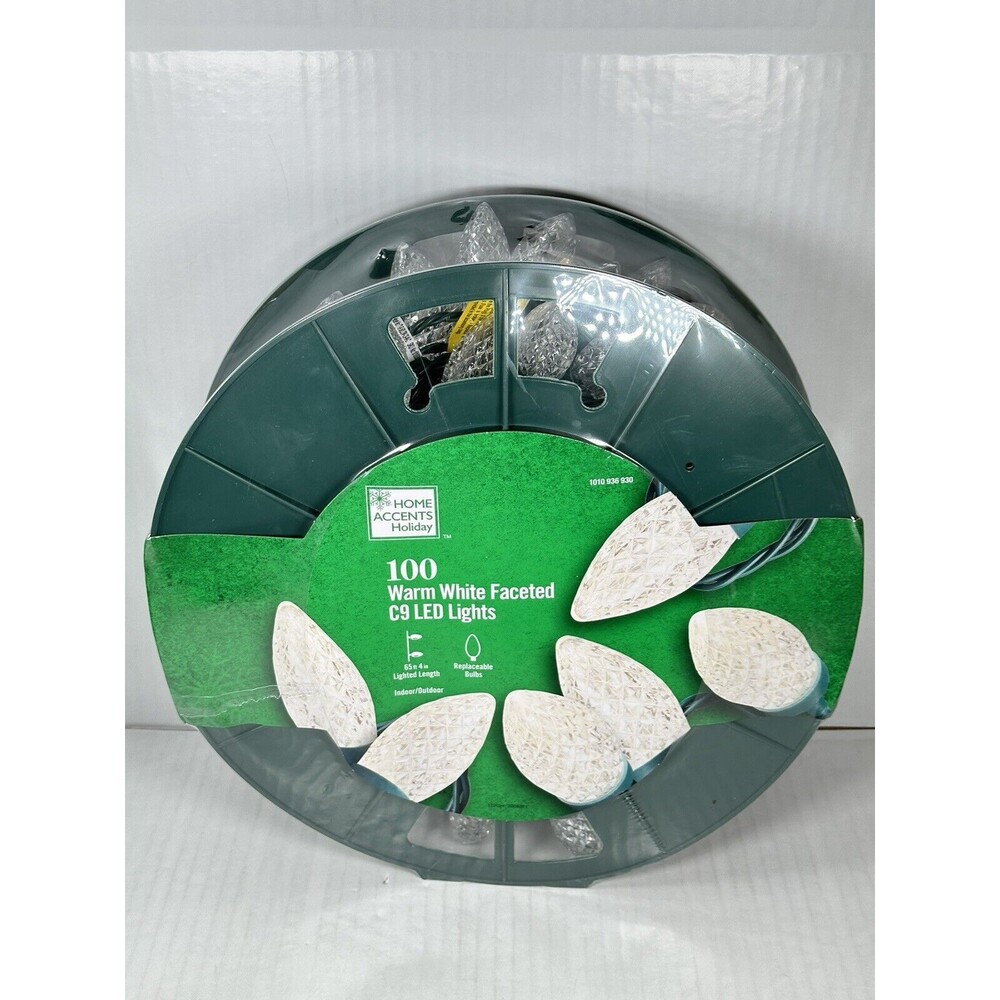 Home Accents Holiday 65 ft 100 LED Lights C9 Warm White Super Bright NEW
